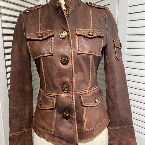 ASO Serena van der Woodsen Leather Tory Burch Jacket - 2 - Picture 9 of 9
